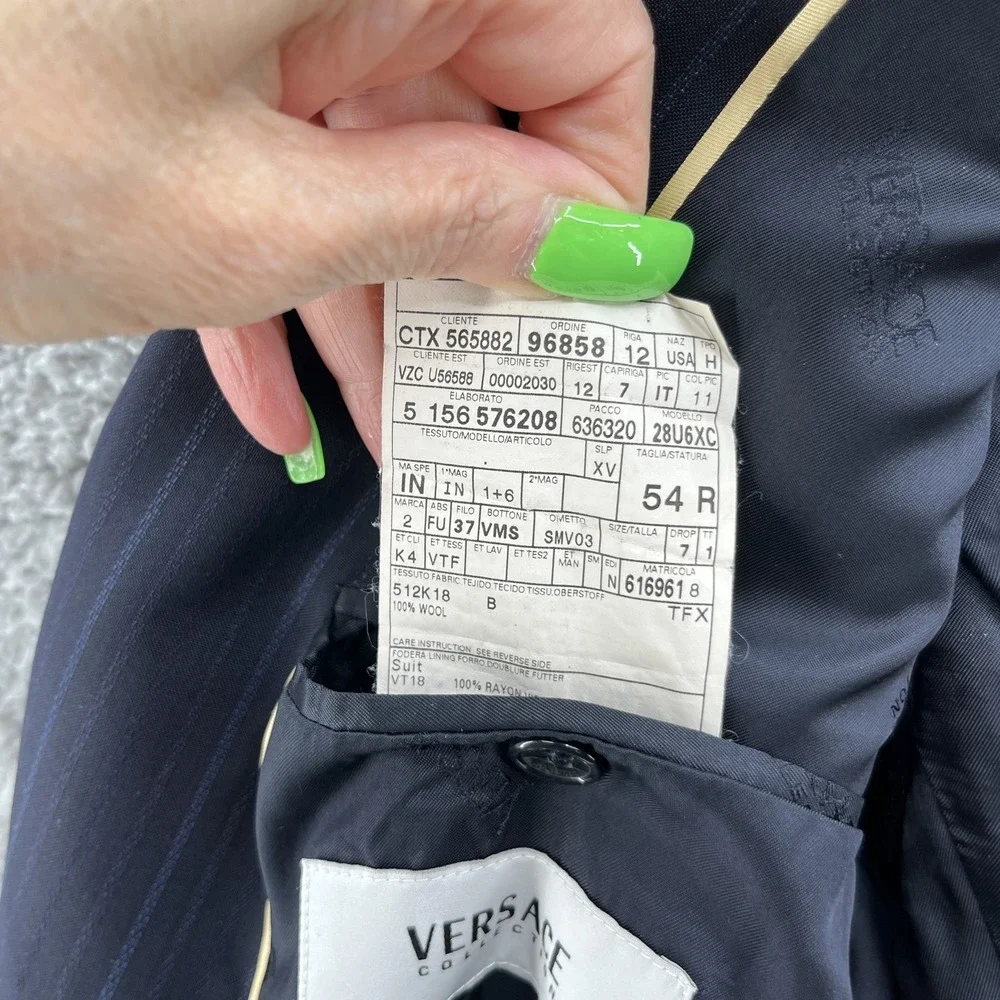 Versace Collection Blazer Mens 44R Blue Wool Pinstripe Italy Suit Coat‎ Jacket